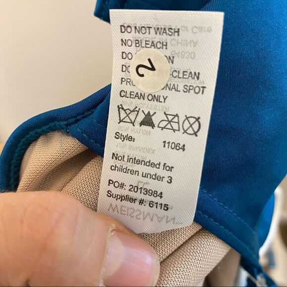 Weissman Dance costume aqua blue teal BRIDGES-STRIPPED 11064 asymmetrical LC - Picture 9 of 12